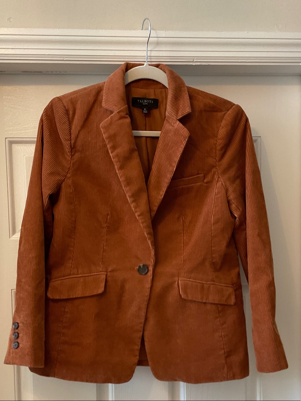 Talbots Rust Orange Corduroy Blazer, 4P